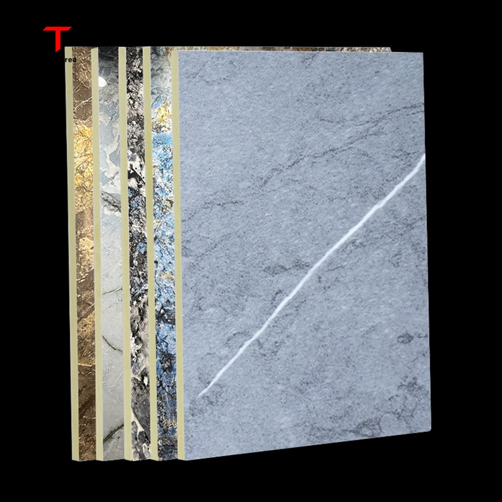 1220 × 2440 mm Panel de cristal de carbono PVC Impresionante Fireproof Decorative Wall Swinter para exteriores con recubrimiento UV