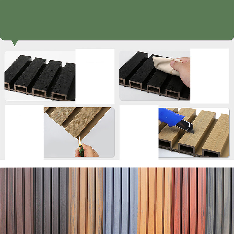 Panel de Pared Fluted de PVC WPC Resistente al Agua con Rejilla Cepillada Antideslizante para Fachadas Exteriores y Baños