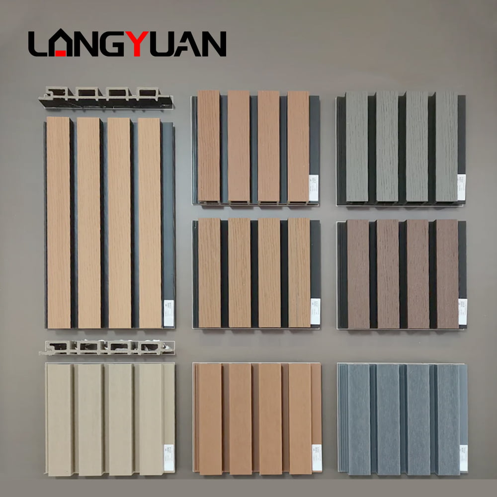 Panel de Pared Fluted de PVC WPC Resistente al Agua con Rejilla Cepillada Antideslizante para Fachadas Exteriores y Baños