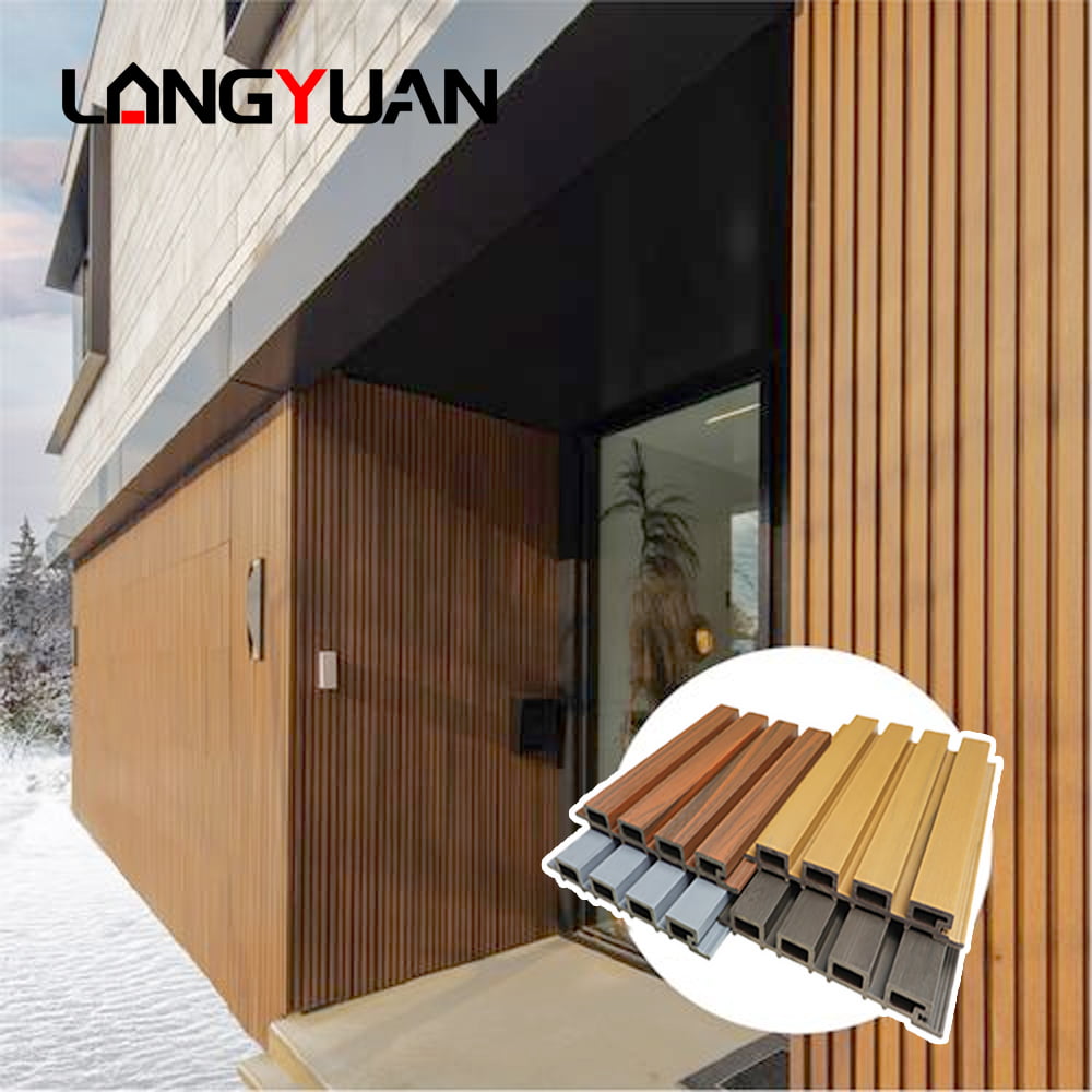 Panel de Pared Fluted de PVC WPC Resistente al Agua con Rejilla Cepillada Antideslizante para Fachadas Exteriores y Baños