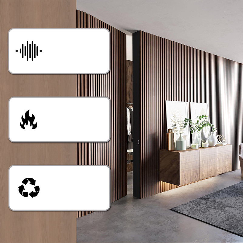 Decoración de Pared WPC Akupanel Diseño 3D, Paneles Acústicos de Poliéster para Interior, Aislamiento de Sonido de Madera, Paneles Acústicos de Rejilla de Aislamiento de Sonido