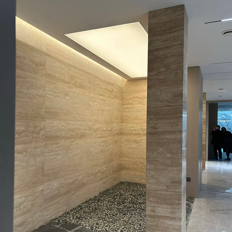 Baldosa de Revestimiento de Pared Interior, Suave y Flexible, Resistente al Fuego, Piedra Artificial Travertino para Revestimiento de Pared Interior