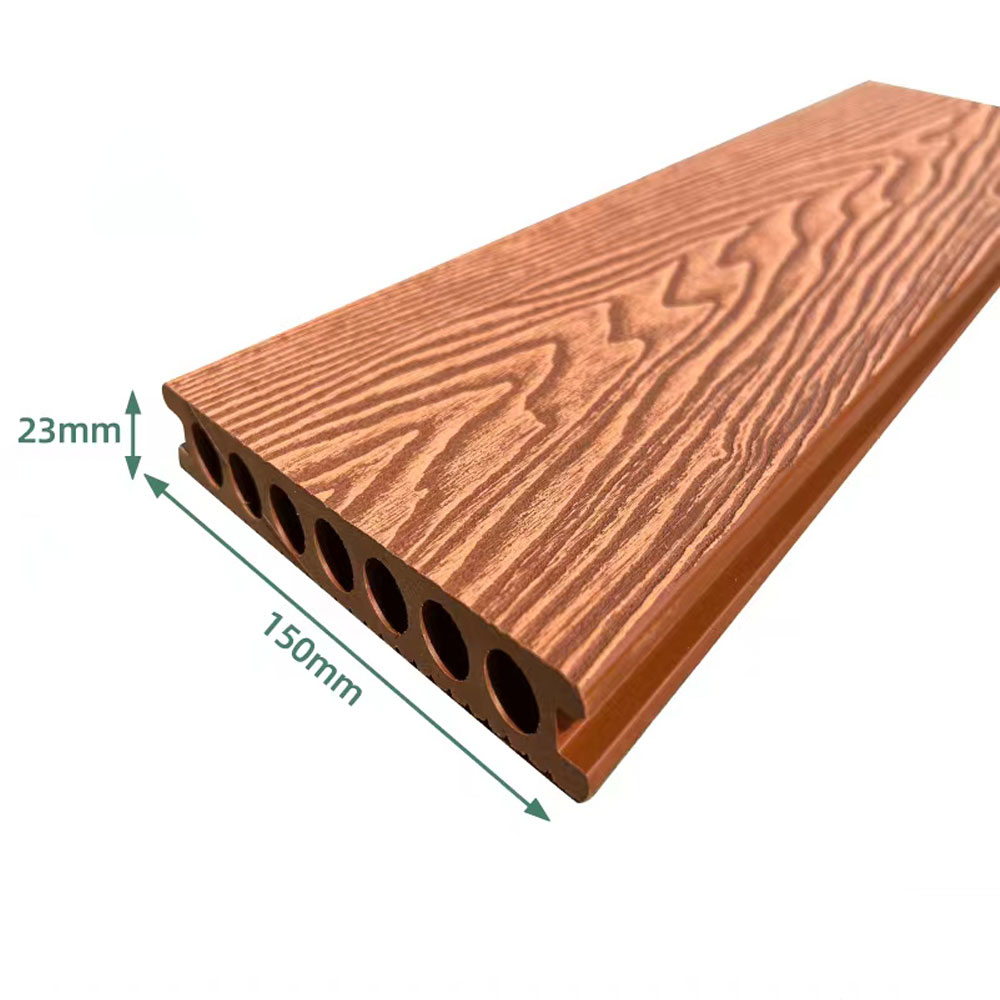 Decking Exterior WPC Interlock, Revestimiento 3D Embossing, Panel de Decking Compuesto con Grano de Madera, Suelo Texturizado de Plástico y Madera