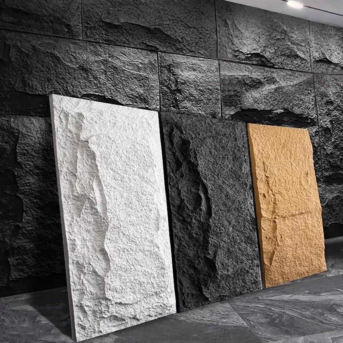 ¿Tiene miedo al formaldehído por usar un paquete blando? Piedra de PU con cero formaldehído y textura de decoración dura.